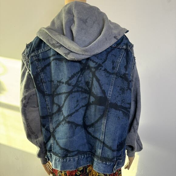 Vintage FURST OF A KIND Handmade Levis Denim Hoodie Jacket Graffiti Custom XL - Picture 4 of 13
